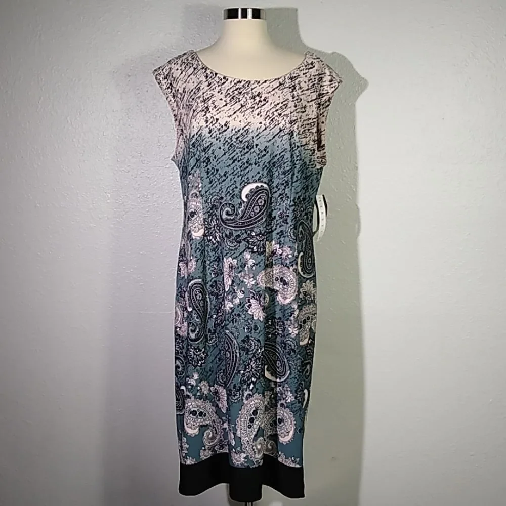 Peach Velvet Floral and Paisley Print Dress‎ 14
